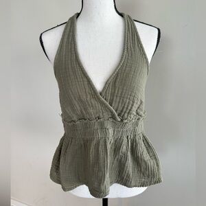American Eagle Outfitters Sage Green Wrap Tank Top